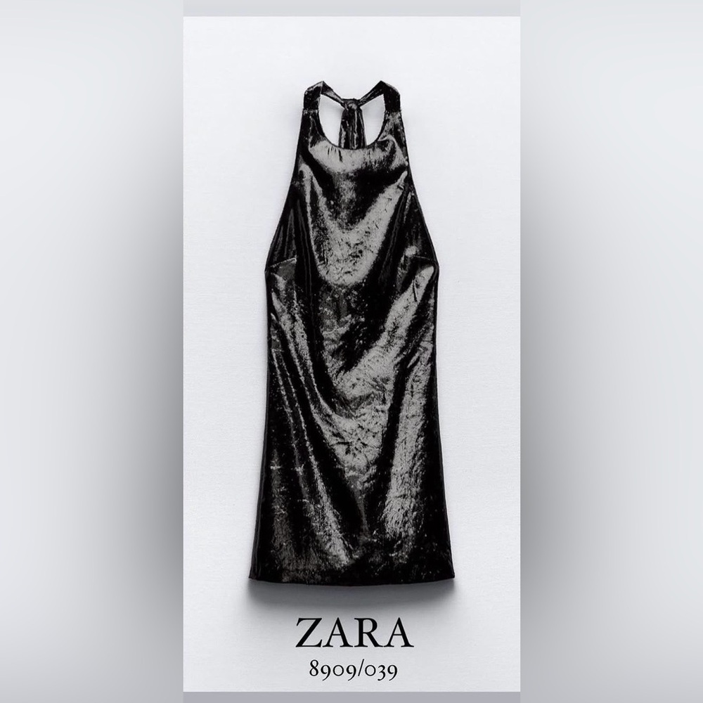 Zara Black Velvet Strapless Halter Dress
